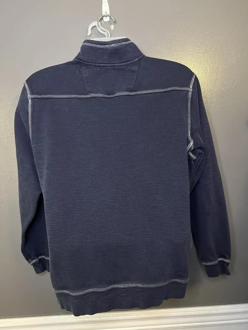 Tommy Bahama Sweatshirt Mens Large Blue 1/4 Zip Knit Pullover Mock Neck Logo